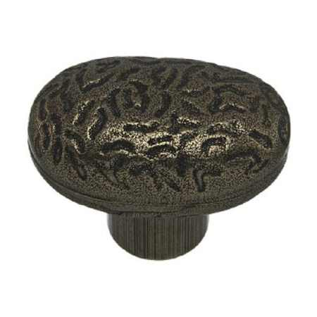 Richelieu 1-11/16 Inch Oval Cabinet Knob Hammered Iron