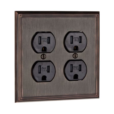 Richelieu Double Contemporary Duplex Outlet Switch Plate from the Decora Collection Brushed Oil-Rubbed Bronze