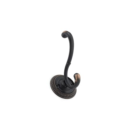 Richelieu 3-7/8 Inch Double Brass Coat Hook Brushed Oil-Rubbed Bronze