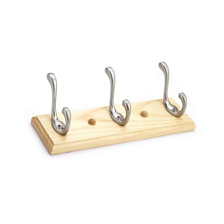 Richelieu 10 Inch Wide 3 Hook Wooden Coat Rack Brushed Nickel / Maple