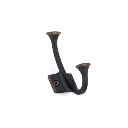 Richelieu 4-3/8 Inch Double Metal Coat Hook Brushed Oil-Rubbed Bronze