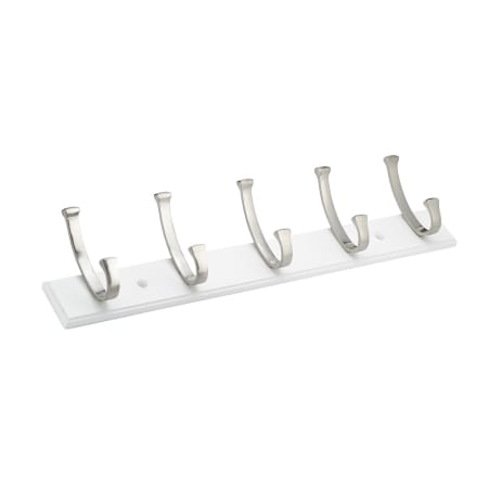 Richelieu 24 Inch Wide 5 Hook Wooden Coat Rack Brushed Nickel / White