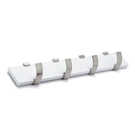 Richelieu 17-3/4 Inch Wide 4 Hook Wooden Coat Rack White / Brushed Nickel