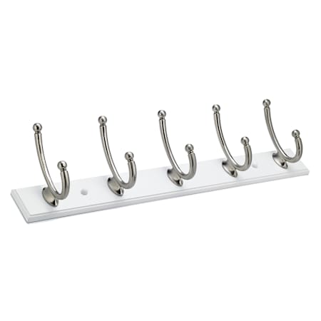 Richelieu 24 Inch Wide 5 Hook Wooden Coat Rack Brushed Nickel / White