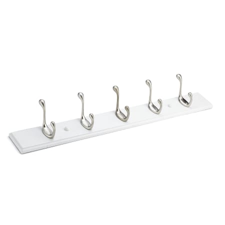 Richelieu 23-13/16 Inch Wide 5 Hook Wooden Coat Rack Brushed Nickel / White