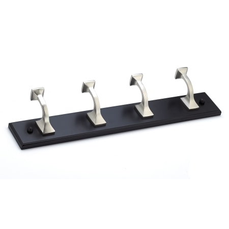 Richelieu 17 Inch Wide 4 Hook Wooden Coat Rack Brushed Nickel / Black