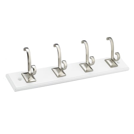 Richelieu 17 Inch Wide 4 Hook Wooden Coat Rack White / Brushed Nickel