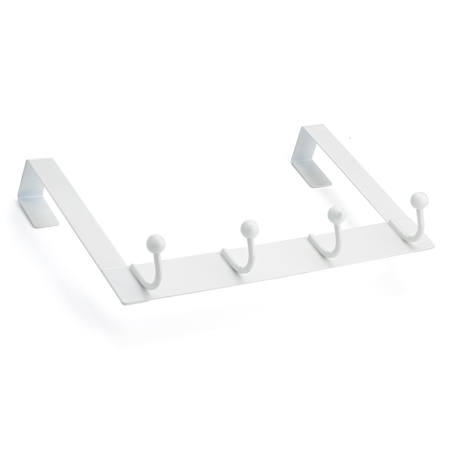 Richelieu 12-1/2 Inch Wide 4 Hook Over the Door Metal Coat Rack White
