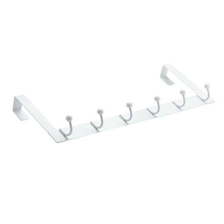 Richelieu 20 Inch Wide 6 Hook Over the Door Metal Coat Rack White