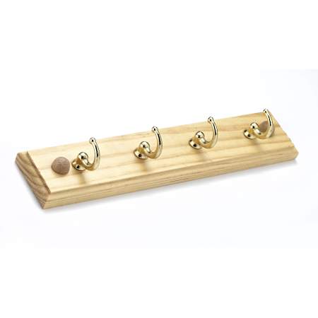 Richelieu 8-5/8 Inch Wide 4 Hook Wooden Key Rack Brass / Maple