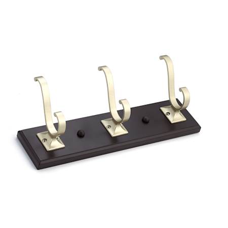 Richelieu 11-13/16 Inch Wide 3 Hook Wooden Coat Rack Matte Nickel / Espresso