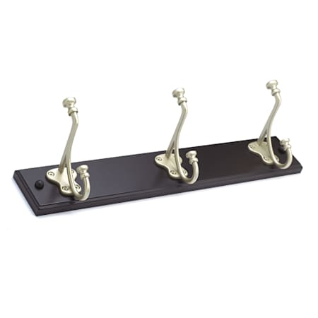 Richelieu 17-15/16 Inch Wide 3 Hook Wooden Coat Rack Matte Nickel / Espresso