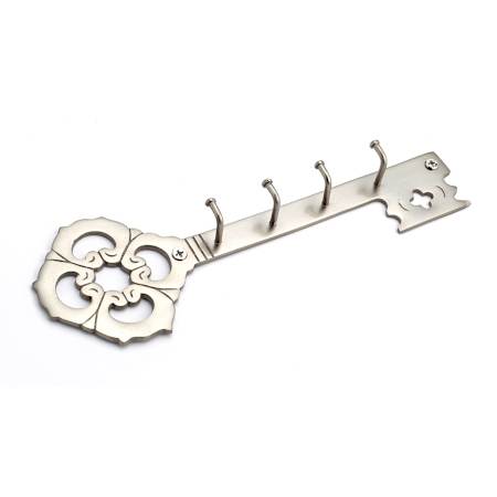 Richelieu 8-7/8 Inch Wide 4 Hook Brass Key Rack Matte Nickel