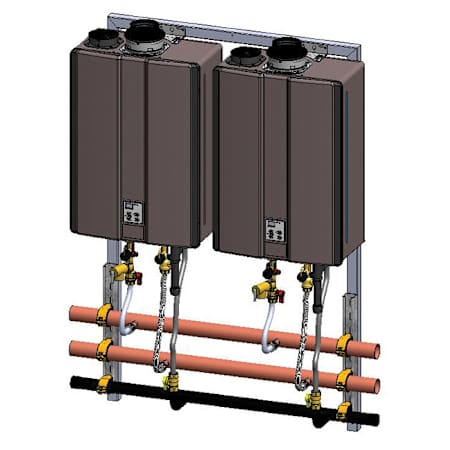 Rinnai 2 Unit Wall Mounted Tankless Water Heater Rack System N/A