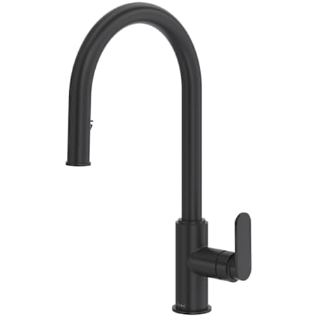 Riobel Arca 1.8 GPM Single Hole Pull Down Kitchen Faucet with C-Spout Black