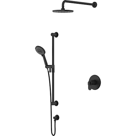 Riobel Arca Pressure Balanced and Thermostatic Shower System with Shower Head, Hand Shower, Slide Bar, Shower Arm, Hose, and Valve Trim Black