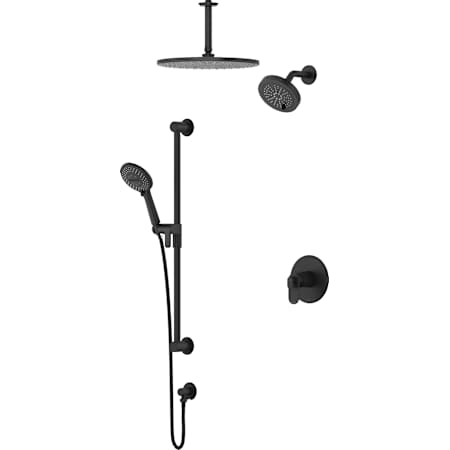 Riobel Arca Pressure Balanced and Thermostatic Shower System with Shower Head, Hand Shower, Slide Bar, Shower Arm, Hose, and Valve Trim Black
