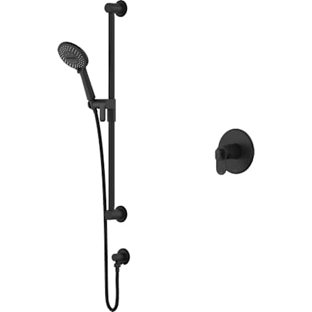 Riobel Arca Pressure Balanced Shower System with Hand Shower, Slide Bar, Hose, and Valve Trim Black