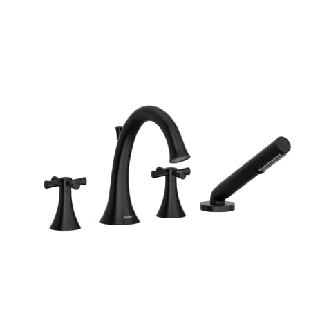 Riobel Edge Deck Mounted Roman Tub Filler with Built-In Diverter - Includes Hand Shower Black