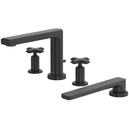 Riobel Manifesto Deck Mounted Roman Tub Filler with Built-In Diverter and Dual Cross Handles - Includes Hand Shower Black