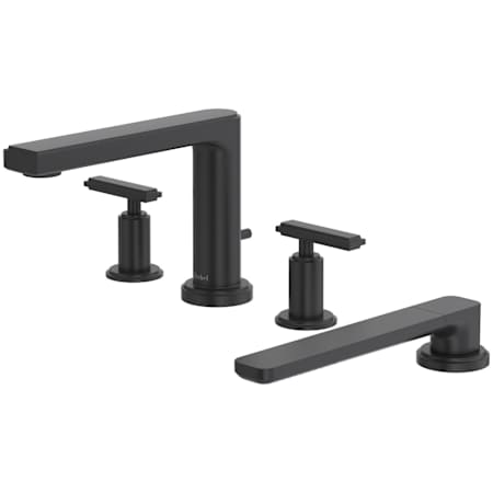 Riobel Manifesto Deck Mounted Roman Tub Filler with Built-In Diverter - Includes Hand Shower Black