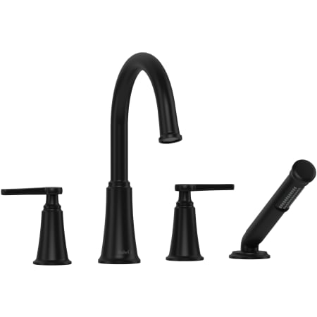 Riobel Momenti Deck Mounted Roman Tub Filler with Built-In Diverter - Includes Hand Shower Black