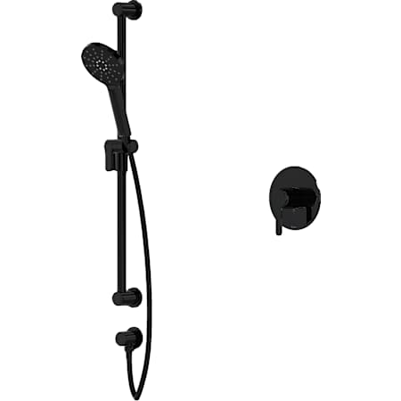 Riobel Nibi Pressure Balanced Shower System with Hand Shower, Slide Bar, Hose, and Valve Trim Black