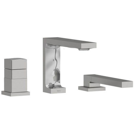 Riobel Reflet Deck Mounted Roman Tub Filler with Built-In Diverter - Includes Hand Shower Brushed Chrome