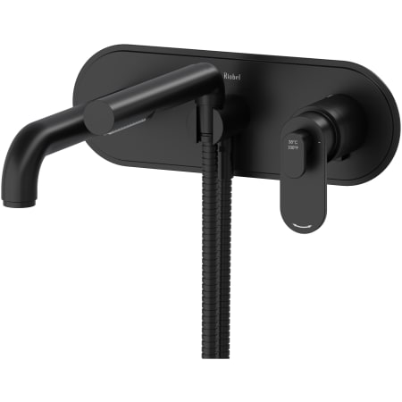 Riobel Arca Wall Mounted Tub Filler with Built-In Diverter - Includes Hand Shower Black