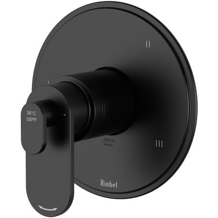 Riobel Arca Three Independent Function Thermostatic Valve Trim Only with Single Lever Handle and Integrated Diverter - Less Rough In Black