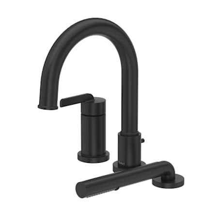 Riobel Authentica Deck Mounted Roman Tub Filler with Built-In Diverter - Includes Hand Shower Black