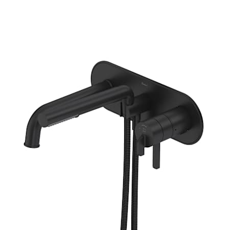 Riobel Authentica Wall Mounted Tub Filler with Built-In Diverter - Includes Hand Shower Black