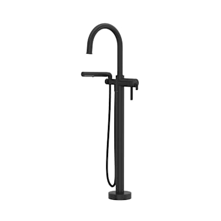 Riobel Authentica Floor Mounted Tub Filler with Built-In Diverter - Includes Hand Shower Black