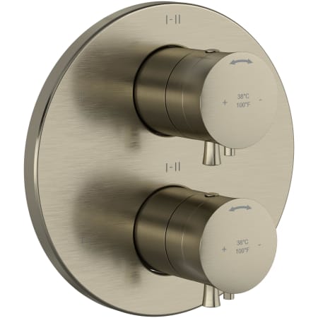 Riobel Edge Six Function Thermostatic Valve Trim Only with Dual Lever Handles and Integrated Diverter - Less Rough In Brushed Nickel