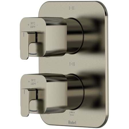 Riobel Equinox Six Function Thermostatic and Pressure Balance Valve Trim Only with Dual Lever Handles and Integrated Diverter - Less Rough In Brushed Nickel