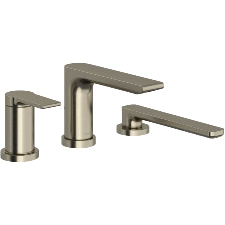 Riobel Fresk Deck Mounted Roman Tub Filler with Built-In Diverter - Includes Hand Shower Brushed Nickel