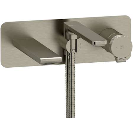 Riobel Fresk Wall Mounted Tub Filler with Built-In Diverter - Includes Hand Shower Brushed Nickel