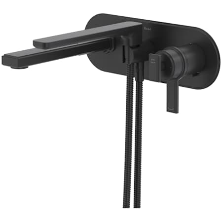 Riobel Manifesto Wall Mounted Tub Filler with Built-In Diverter - Includes Hand Shower Black