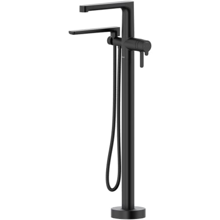 Riobel Nibi Floor Mounted Thermostatic Tub Filler with Built-In Diverter - Includes Hand Shower Black