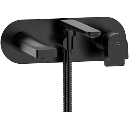 Riobel Ode Wall Mounted Tub Filler with Built-In Diverter - Includes Hand Shower Black