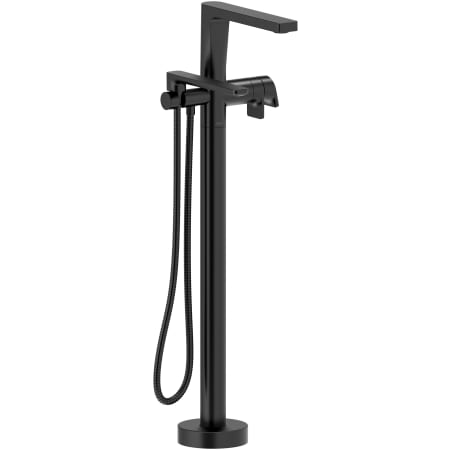 Riobel Ode Floor Mounted Thermostatic Tub Filler with Built-In Diverter - Includes Hand Shower Black