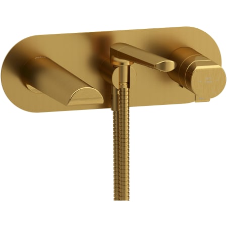 Riobel Parabola Wall Mounted Tub Filler with Built-In Diverter - Includes Hand Shower Brushed Gold