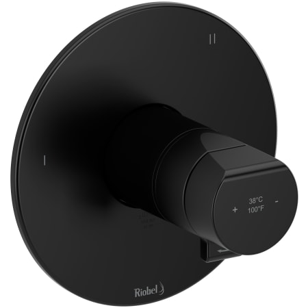 Riobel Parabola Three Independent Function Thermostatic Valve Trim Only with Single Knob Handle and Integrated Diverter - Less Rough In Black
