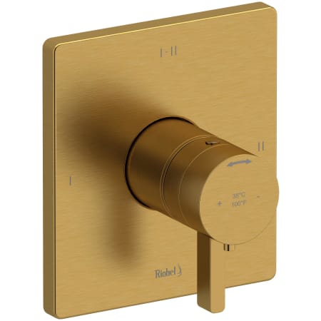 Riobel Paradox Two Independent and One Shared Function Thermostatic Valve Trim Only with Single Lever Handle and Integrated Diverter - Less Rough In Brushed Gold