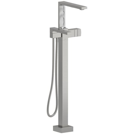 Riobel Reflet Floor Mounted Thermostatic Tub Filler with Built-In Diverter - Includes Hand Shower Brushed Chrome