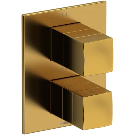 Riobel Reflet Six Function Thermostatic Valve Trim Only with Dual Knob Handles and Integrated Diverter - Less Rough In Brushed Gold