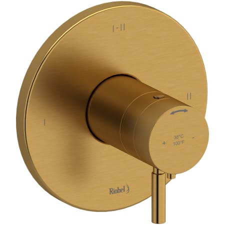 Riobel Riu Two Independent and One Shared Function Thermostatic Valve Trim Only with Single Lever Handle and Integrated Diverter - Less Rough In Brushed Gold