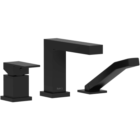 Riobel Kubik Deck Mounted Roman Tub Filler with Built-In Diverter - Includes Hand Shower Black