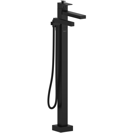 Riobel Kubik Floor Mounted Thermostatic Tub Filler with Built-In Diverter - Includes Hand Shower Black