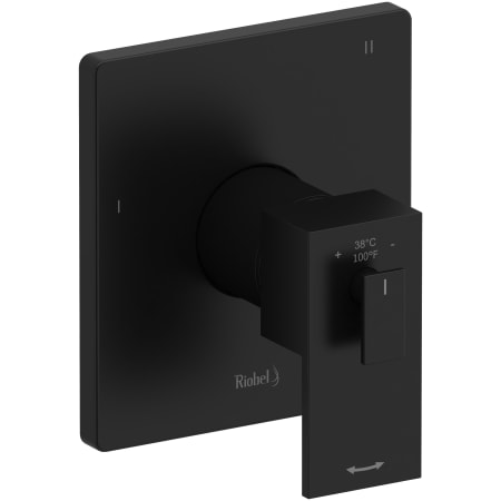 Riobel Kubik Three Independent, Two Shared Function Thermostatic Valve Trim Only with Single Lever Handle and Integrated Diverter - Less Rough In Black
